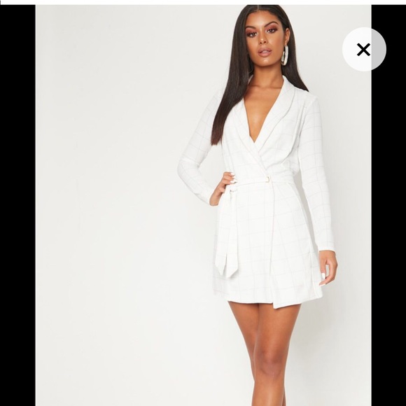 white blazer dress plt